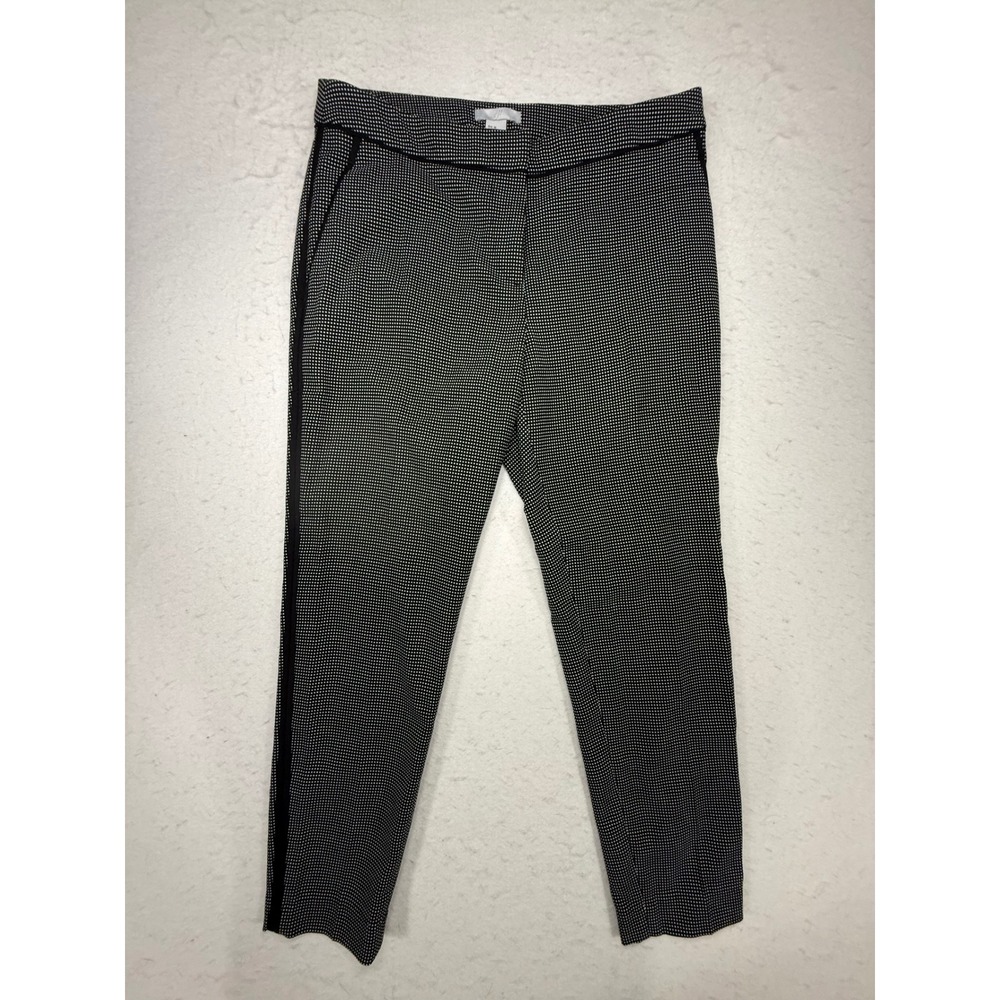 H&M Womens Black Polka Dot Slim Fit Ankle Pants Tuxedo Side Stripe Size 8
